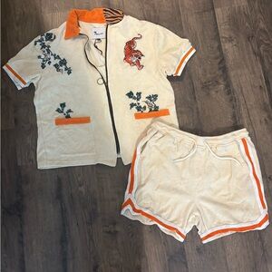 Men's Cream and Orange Shorts
